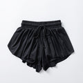 Flowy Butterfly Athletic Shorts With Liner - Black