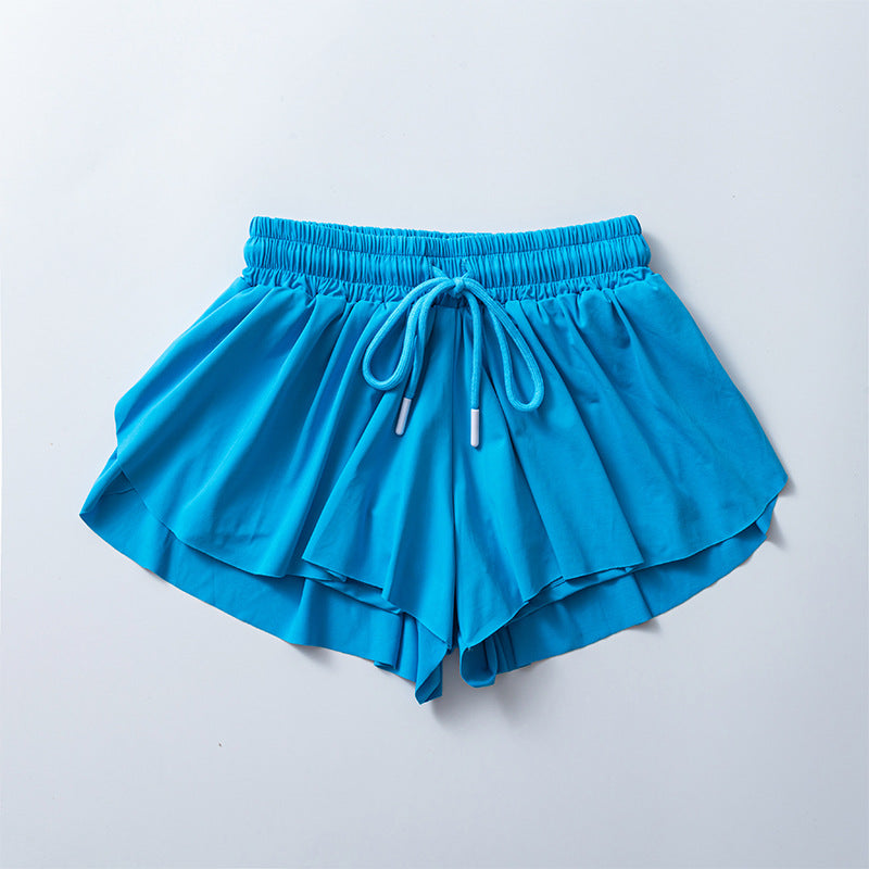 Flowy Butterfly Athletic Shorts With Liner - Blue