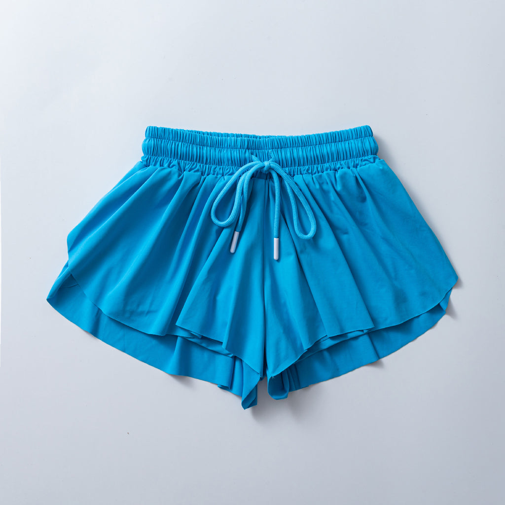 Flowy Butterfly Athletic Shorts With Liner - Blue - 1