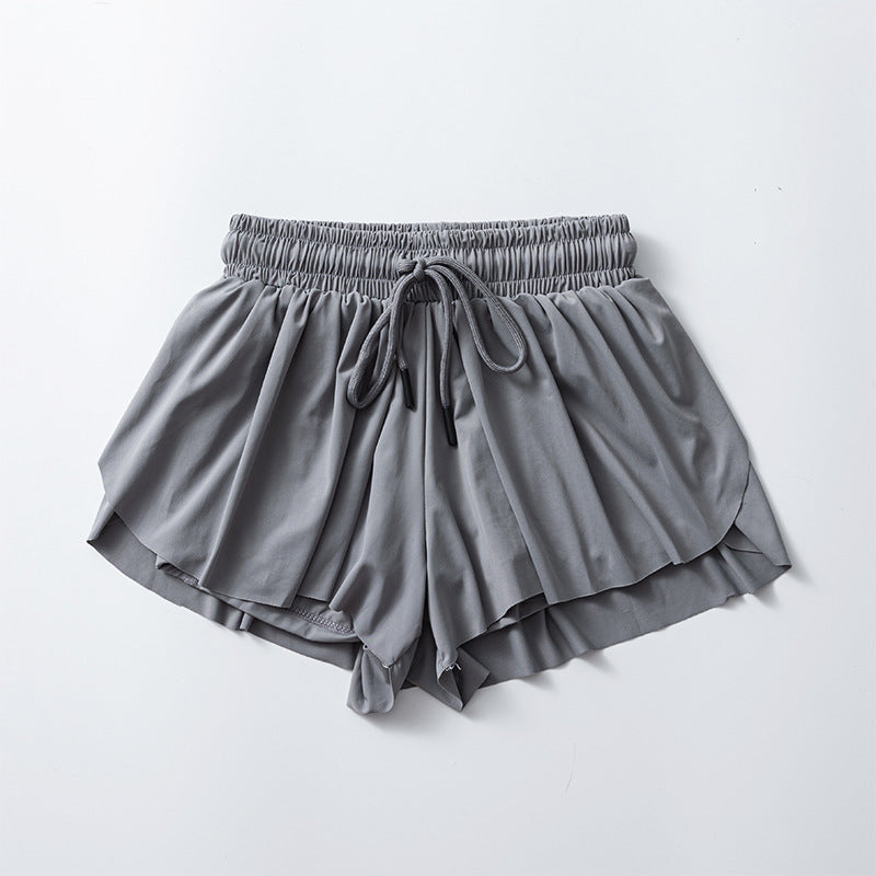 Flowy Butterfly Athletic Shorts With Liner - Grey