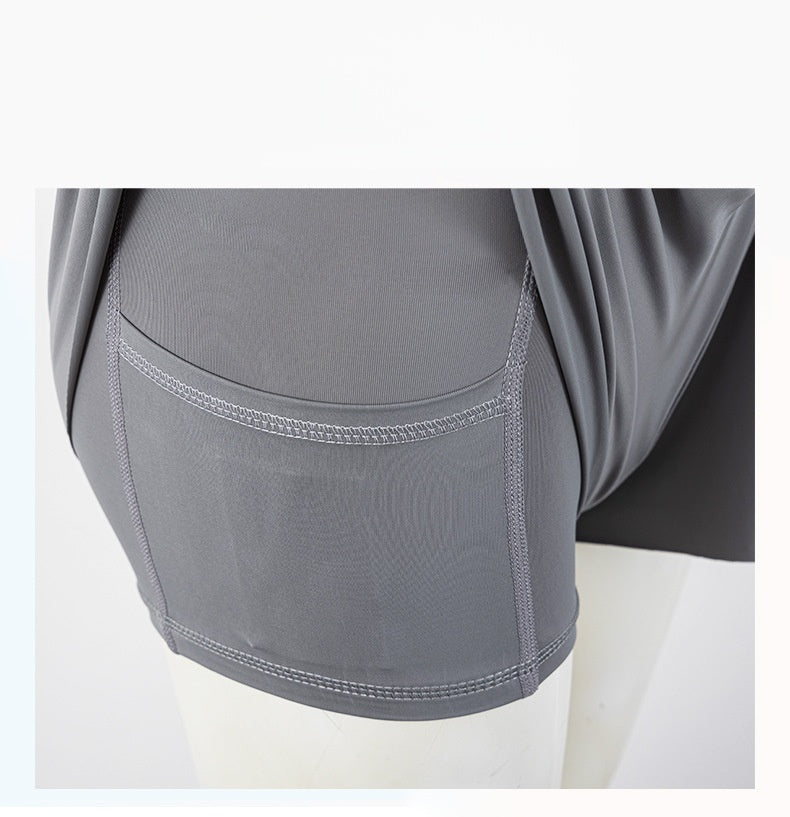 Flowy Butterfly Athletic Shorts With Liner - Grey - 1