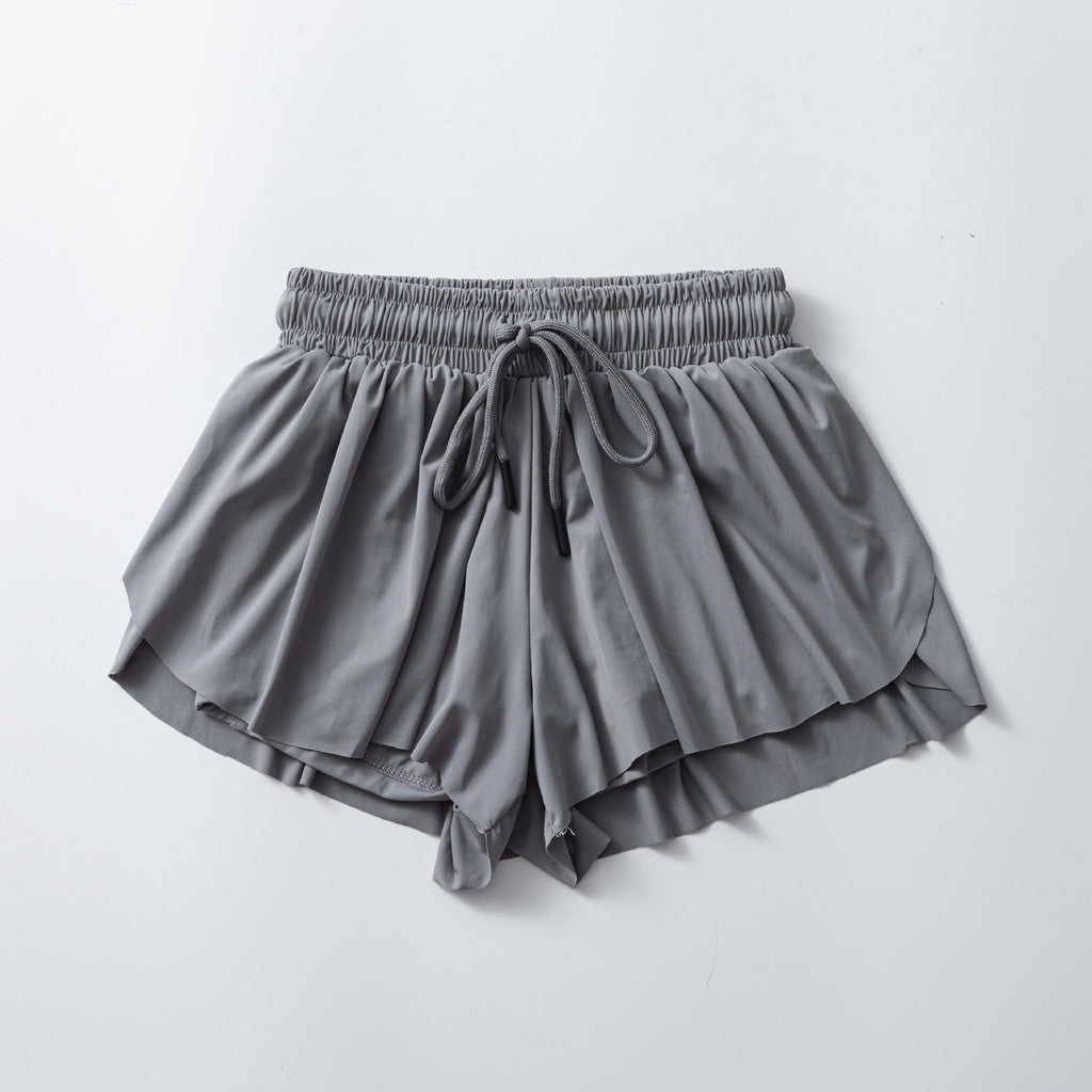 Flowy Butterfly Athletic Shorts With Liner - Grey - 2