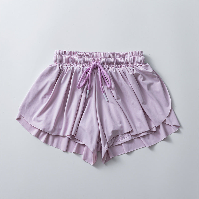 Flowy Butterfly Athletic Shorts With Liner - Lavender