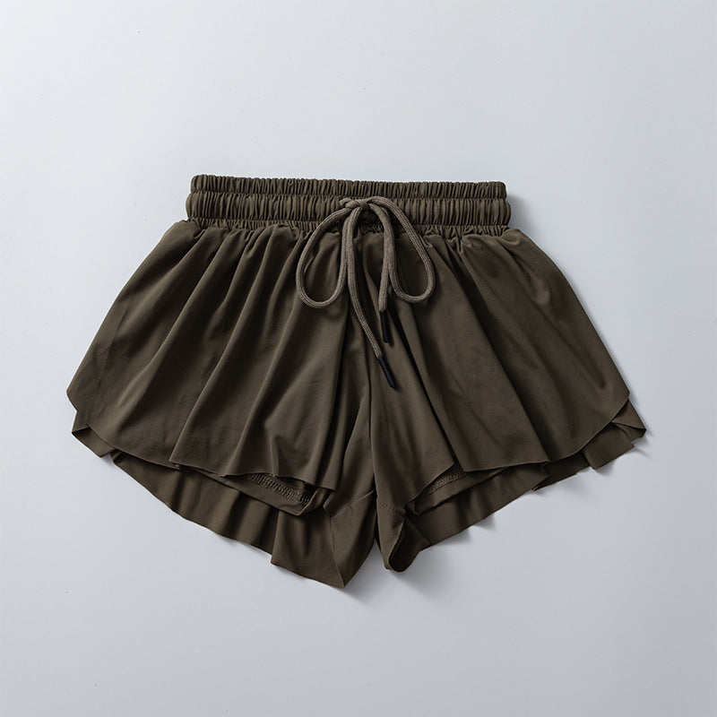 Flowy Butterfly Athletic Shorts With Liner - Olive