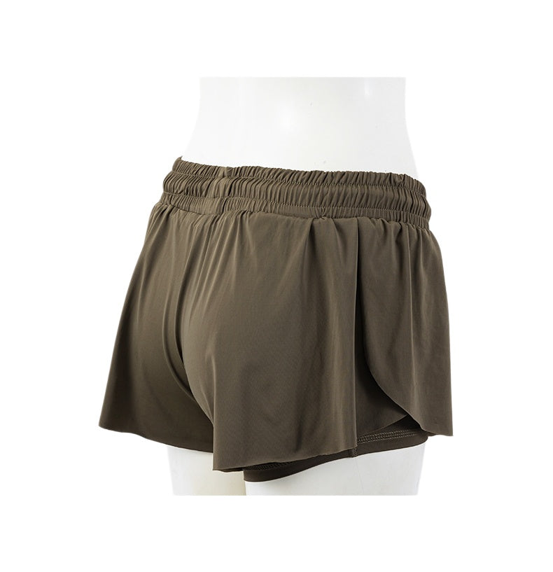 Flowy Butterfly Athletic Shorts With Liner - Olive - 2