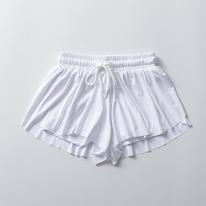 Flowy Butterfly Athletic Shorts With Liner - White