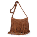 Western Fringe Faux Suede Crossbody Bag - Camel