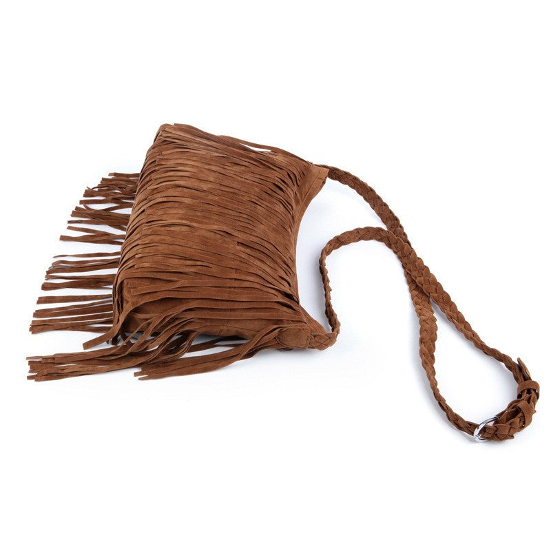 Western Fringe Faux Suede Crossbody Bag