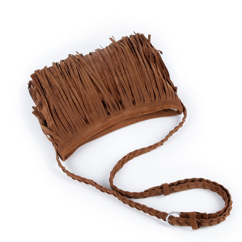 Western Fringe Faux Suede Crossbody Bag