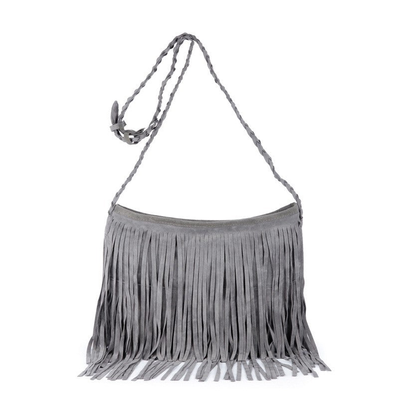Western Fringe Faux Suede Crossbody Bag