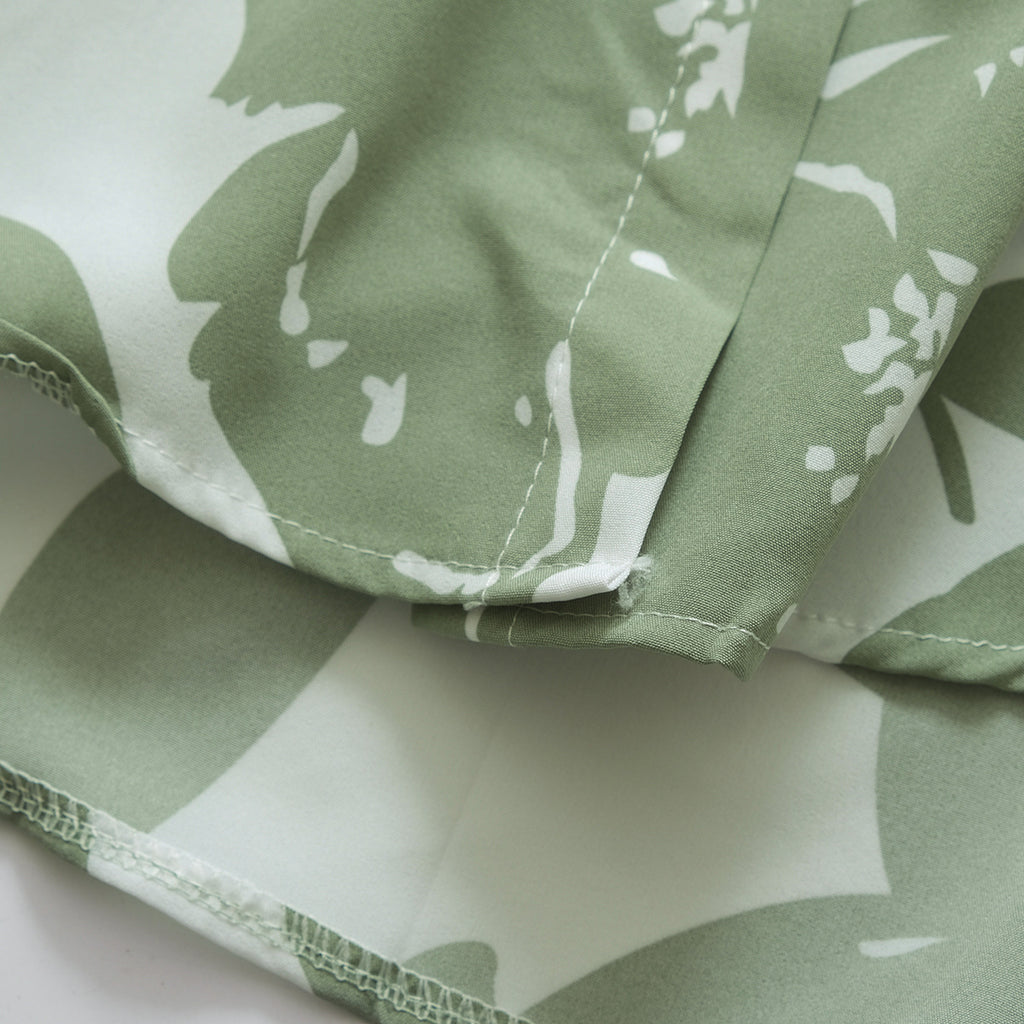 Leafy Silhouette Print Relaxed Button Shirt - Pistachio - 7
