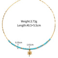 Sunburst Pendant Turquoise Beaded Necklace - Gold