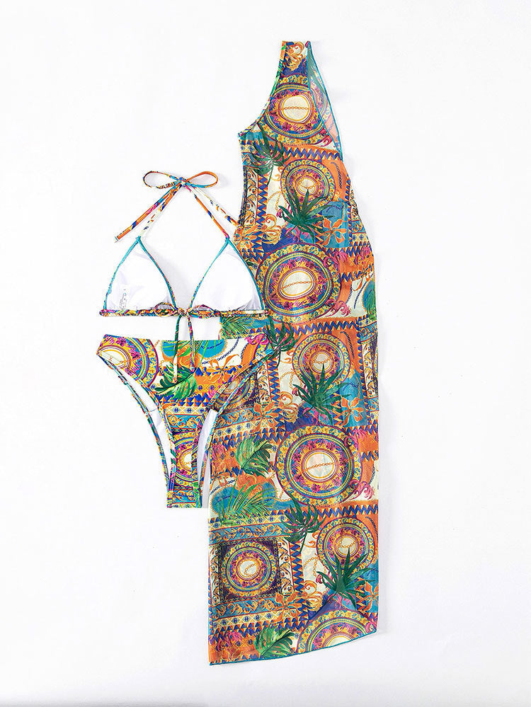 Triangle Bikini and Sarong Cover Up Set - Mandala - 2