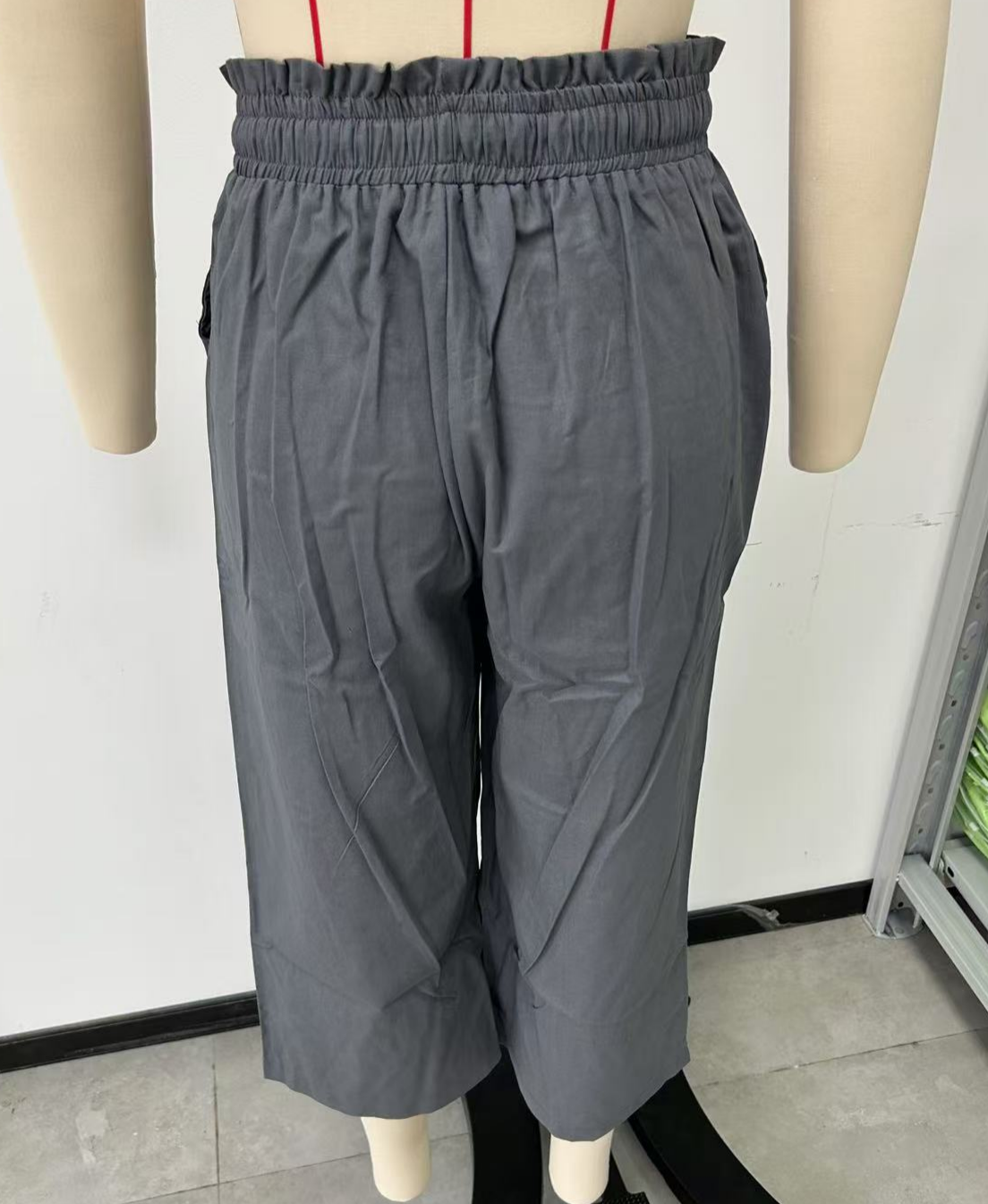 Paperbag Waist Cropped Culotte Pants - DarkGray - 1
