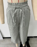 Paperbag Waist Cropped Culotte Pants - Gray
