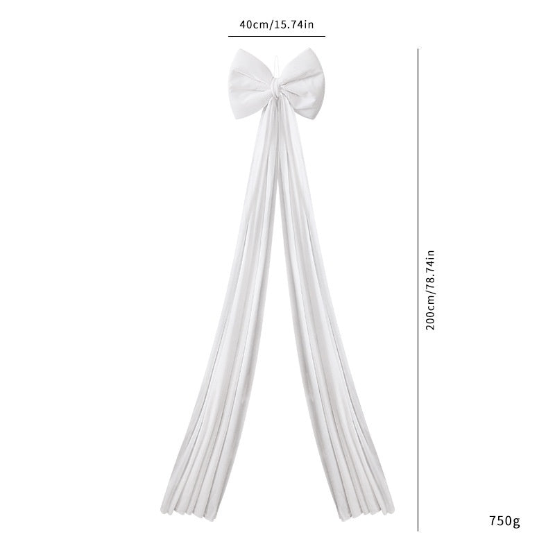 Large Velvet Bow Tree Topper With Draping Tails - XL_White