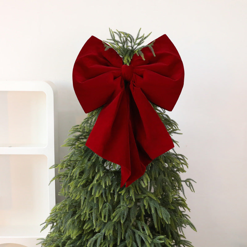 Large Velvet Bow Tree Topper With Draping Tails - view 3