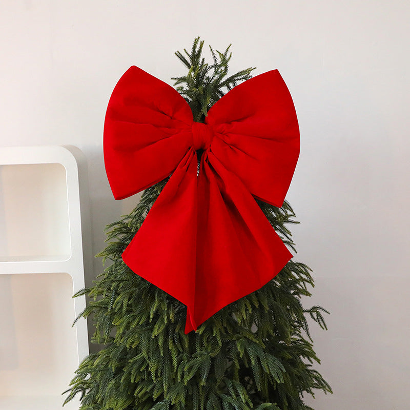 Large Velvet Bow Tree Topper With Draping Tails - view 4