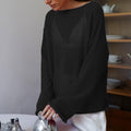 Sheer Knit Trumpet Sleeve T-Shirt - black