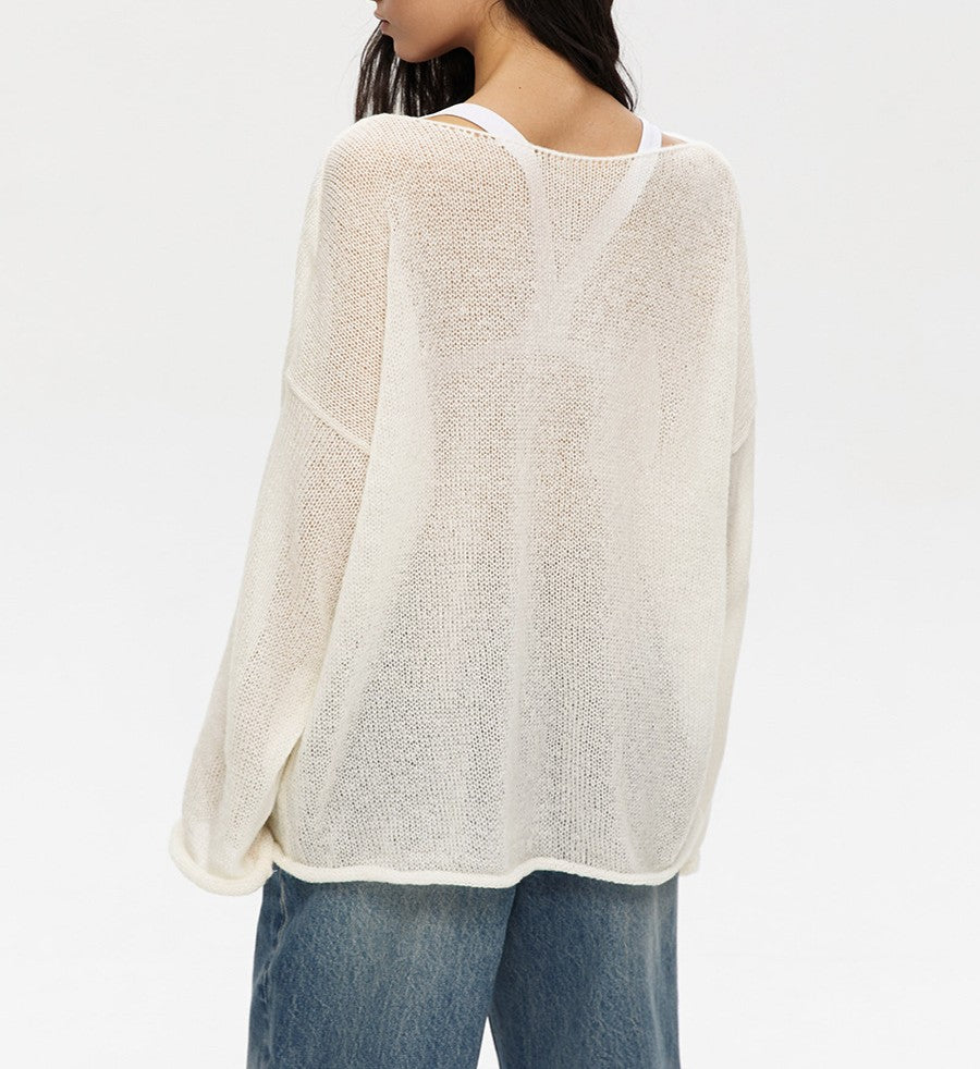 Sheer Knit Trumpet Sleeve T-Shirt - view 4