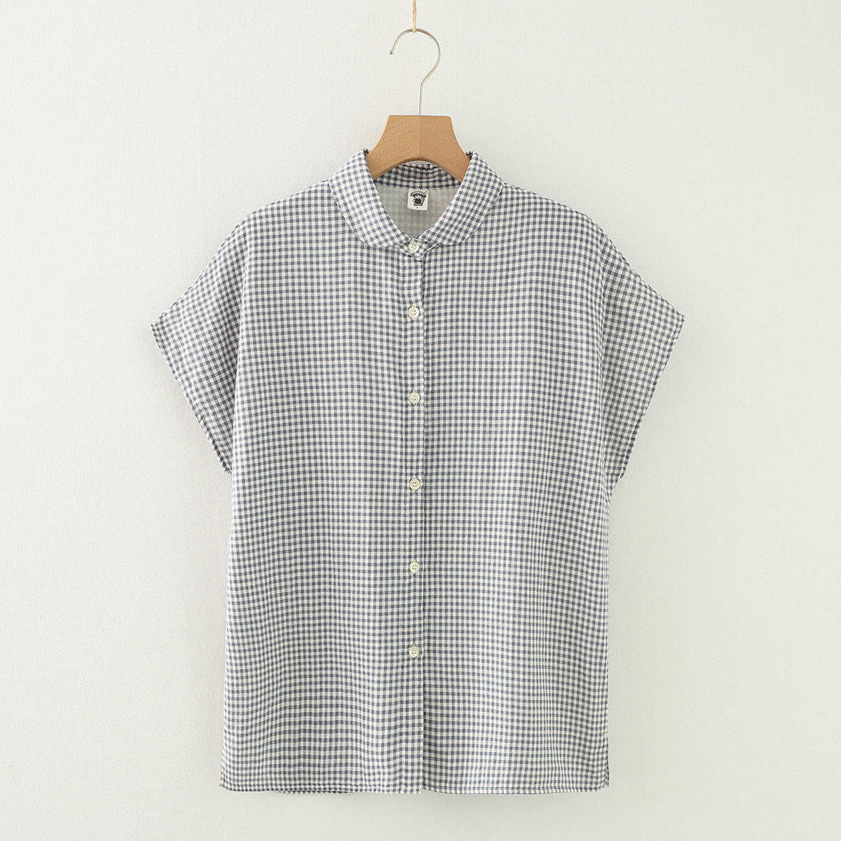 Cap Sleeve Cotton Gauze Button Down Shirt - BlueG