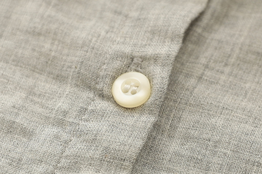 Cap Sleeve Cotton Gauze Button Down Shirt - Grey - 4