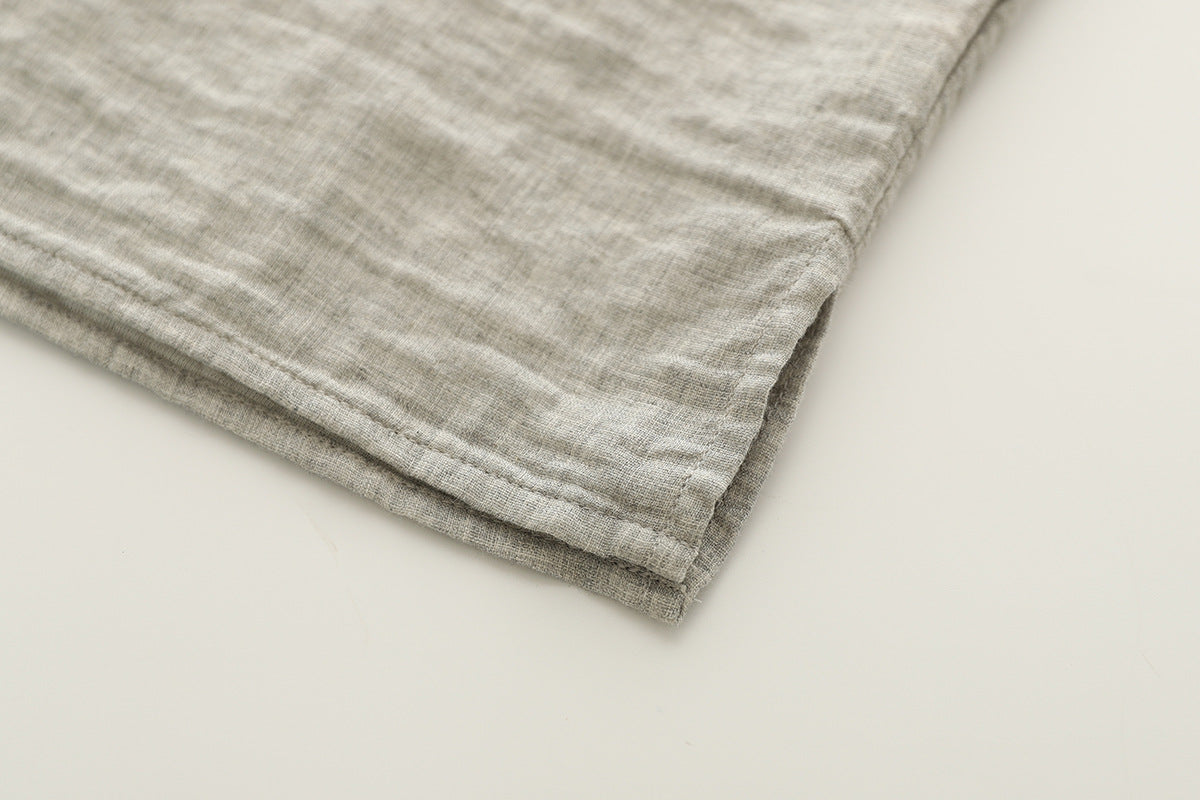 Cap Sleeve Cotton Gauze Button Down Shirt - Grey - 6