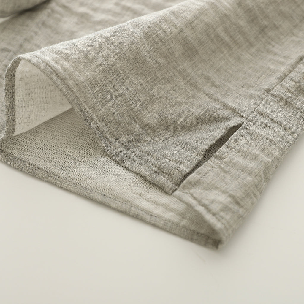 Cap Sleeve Cotton Gauze Button Down Shirt - Grey - 8