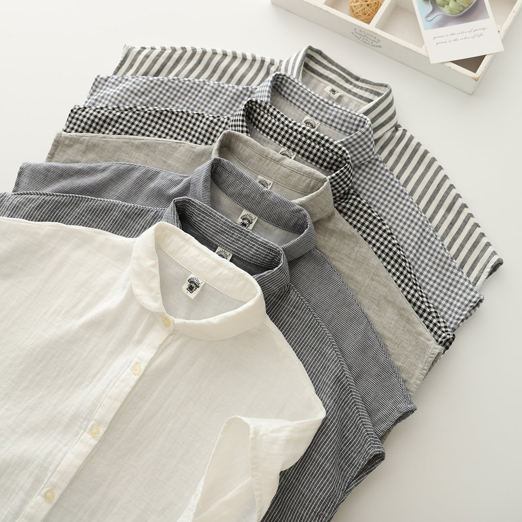 Cap Sleeve Cotton Gauze Button Down Shirt - view 1