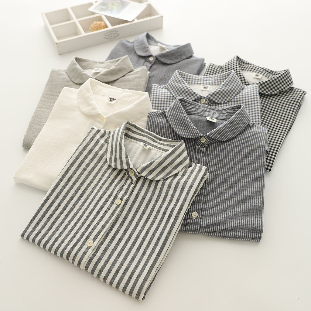 Cap Sleeve Cotton Gauze Button Down Shirt - view 5