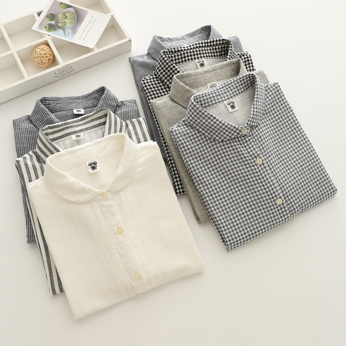 Cap Sleeve Cotton Gauze Button Down Shirt - view 8