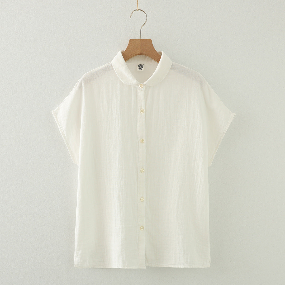 Cap Sleeve Cotton Gauze Button Down Shirt - white
