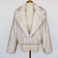 Cropped Faux Fur Notch Collar Coat - Apricot