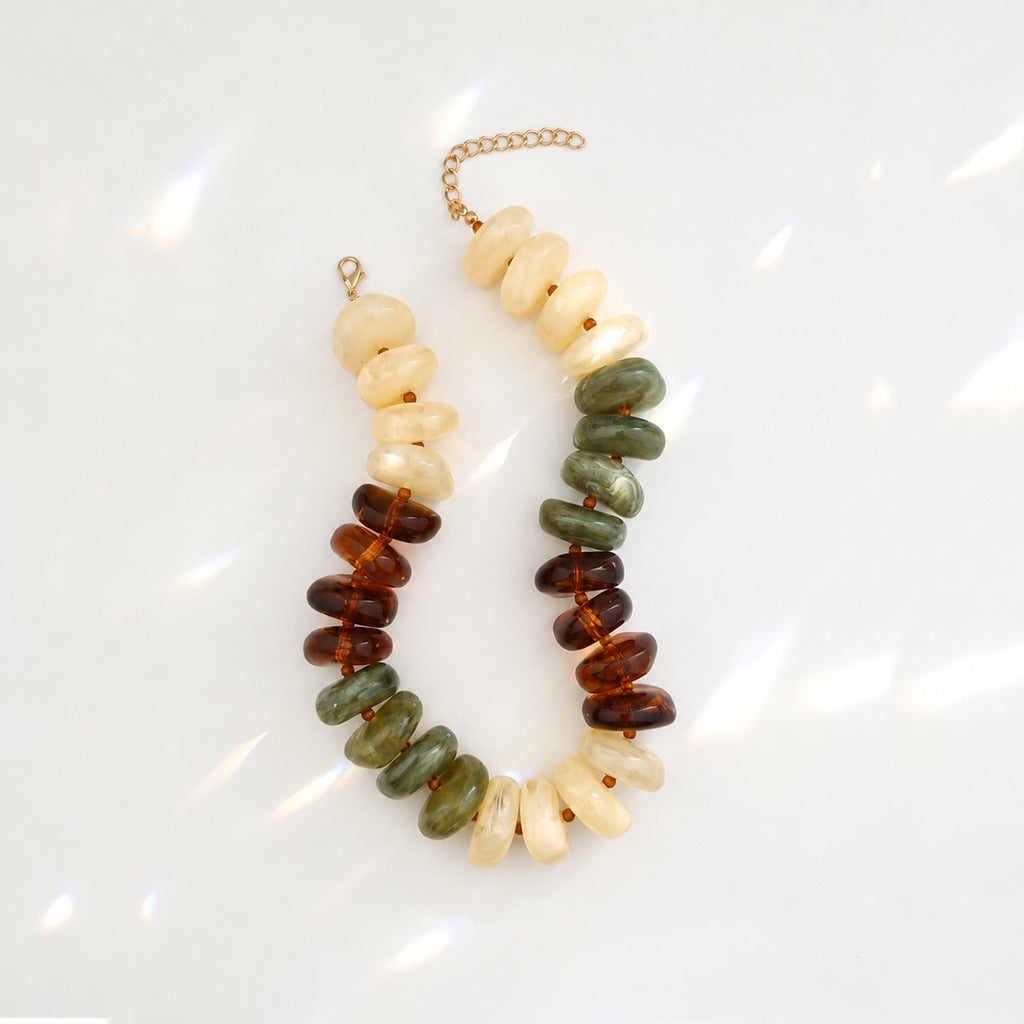 Chunky Rondelle Bead Collar Necklace Retro Style - Color_01 - 1