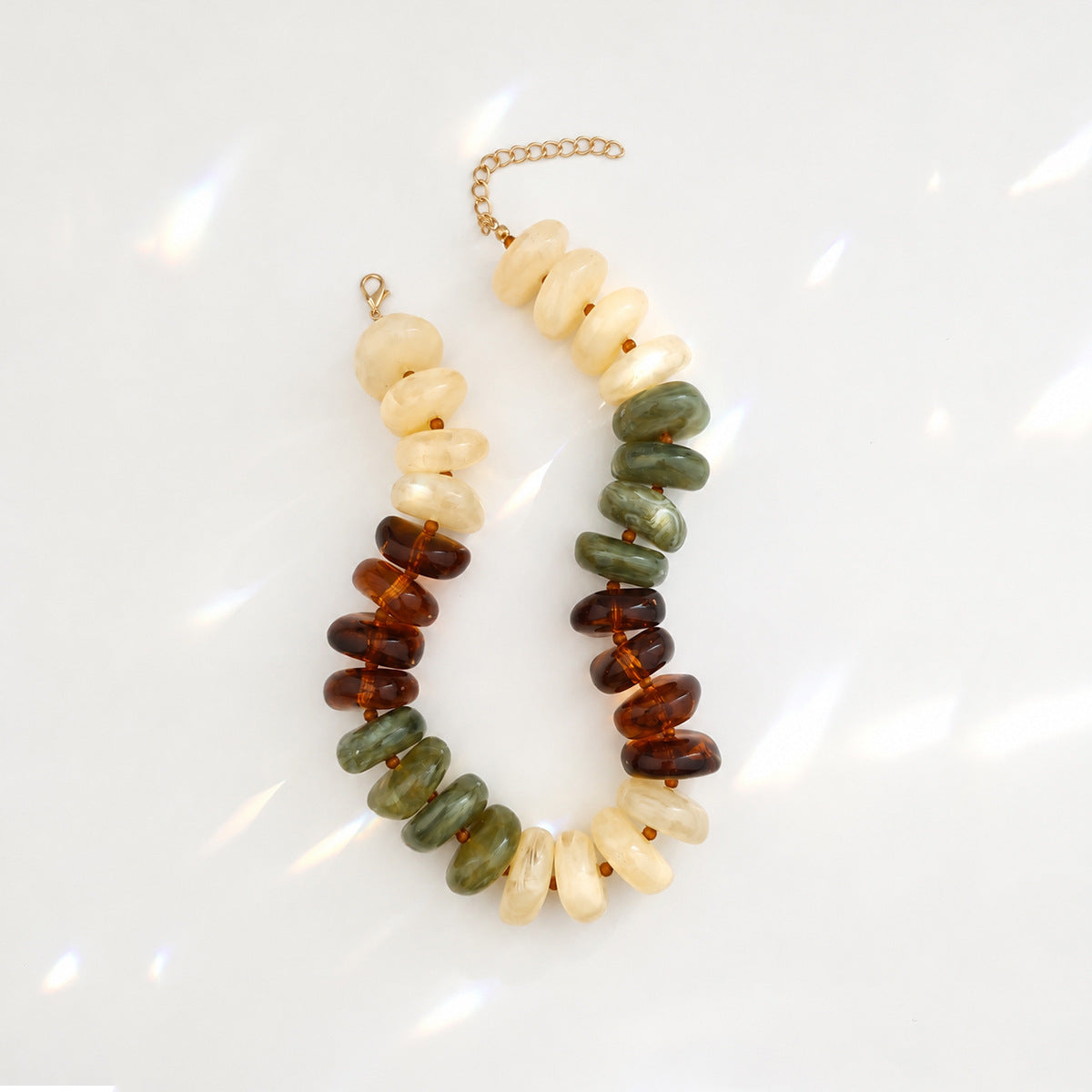 Chunky Rondelle Bead Collar Necklace Retro Style - Color_01 - 1