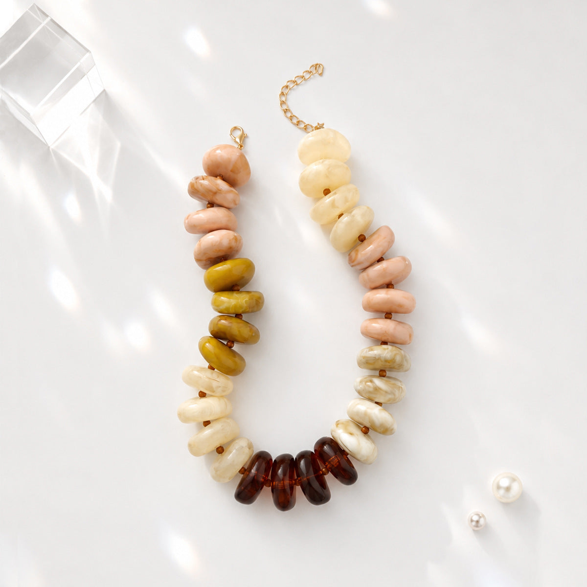 Chunky Rondelle Bead Collar Necklace Retro Style - Color_02