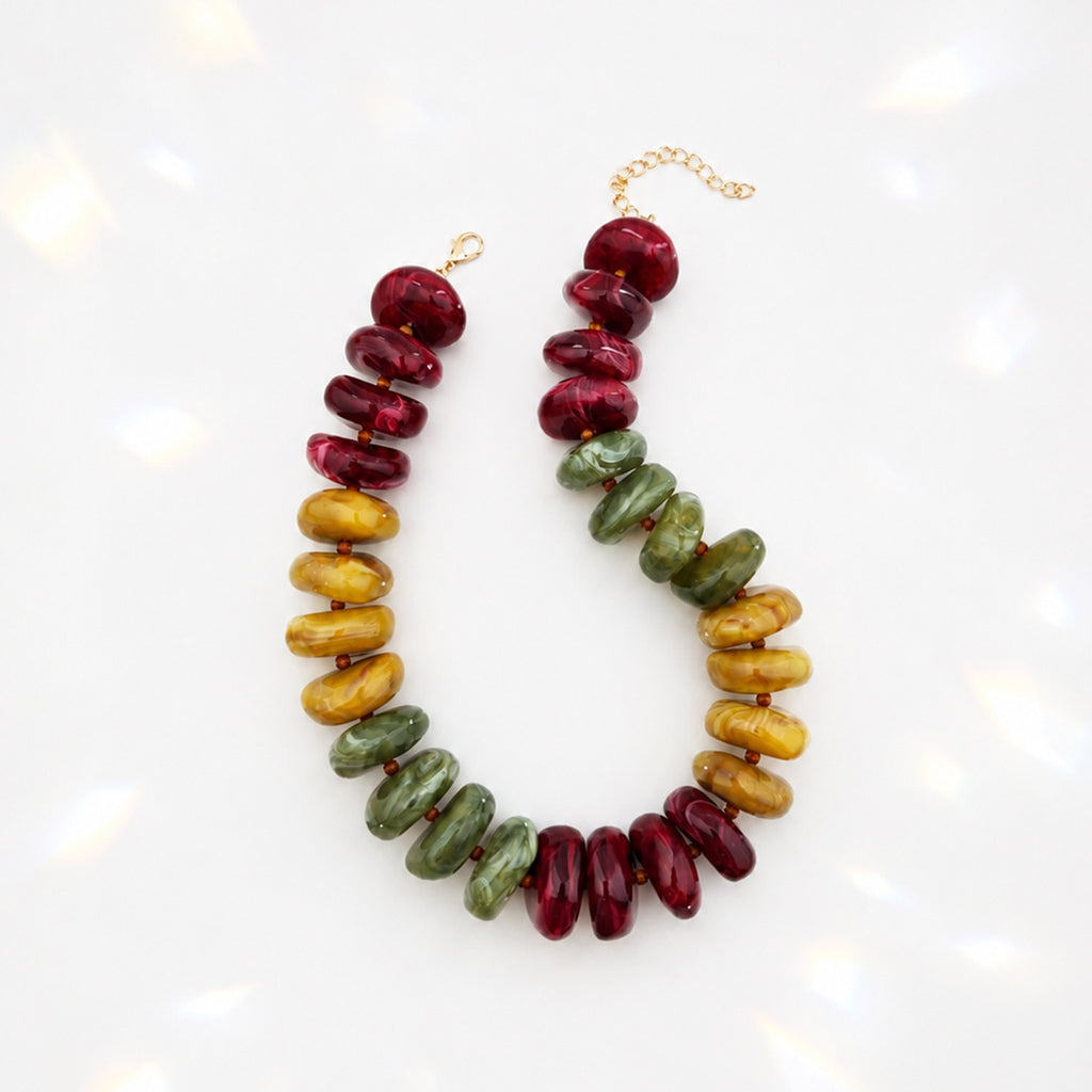 Chunky Rondelle Bead Collar Necklace Retro Style - Color_03
