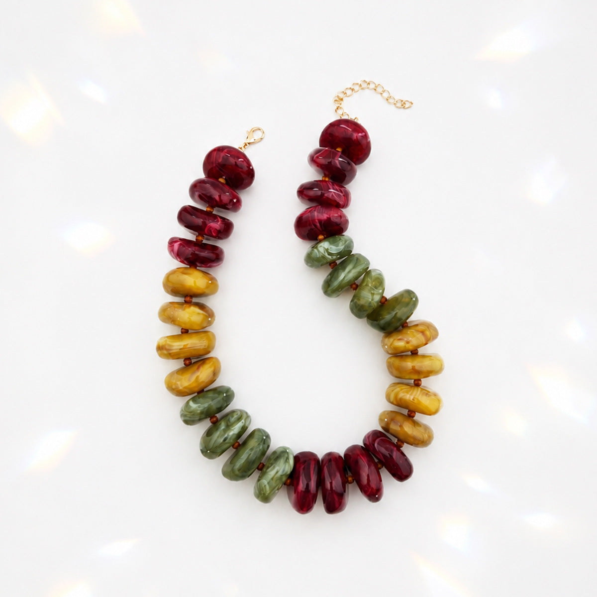 Chunky Rondelle Bead Collar Necklace Retro Style - Color_03