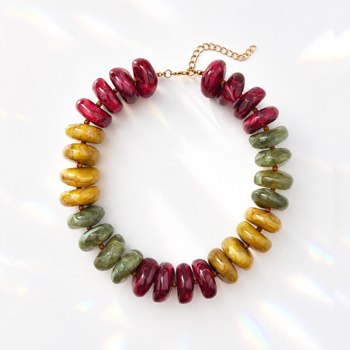 Chunky Rondelle Bead Collar Necklace Retro Style - Color_03 - 1