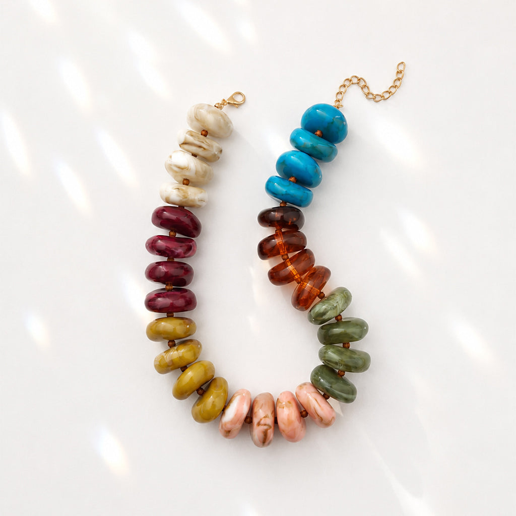 Chunky Rondelle Bead Collar Necklace Retro Style - Color_05