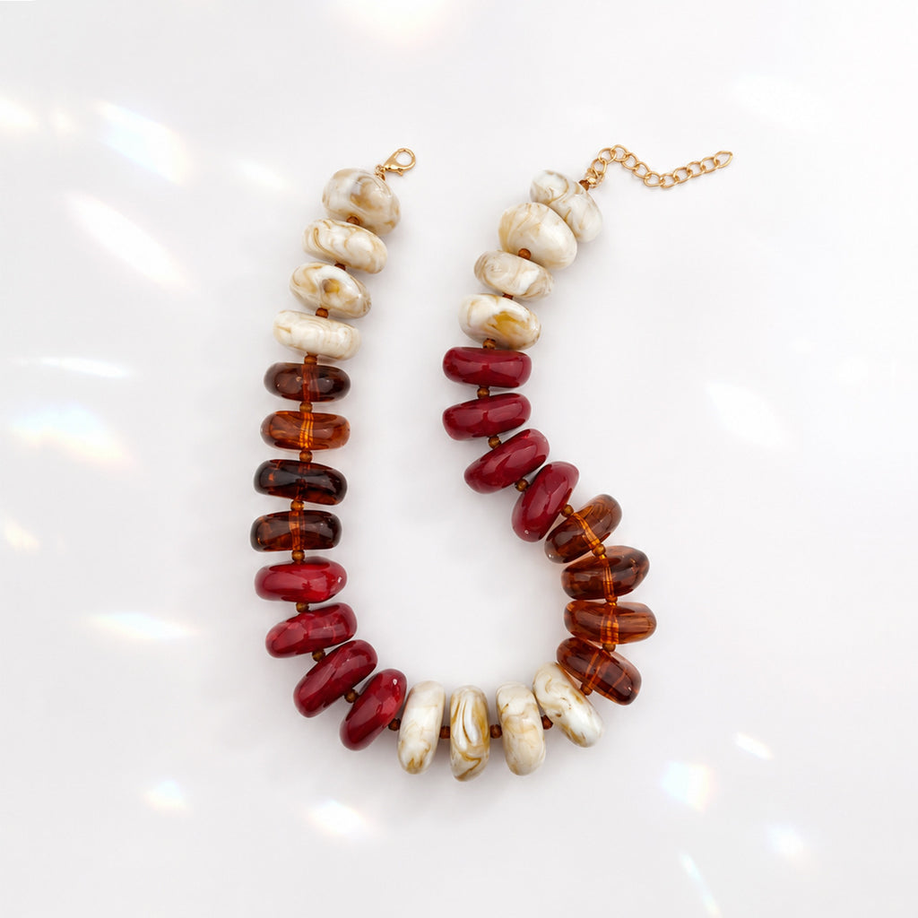 Chunky Rondelle Bead Collar Necklace Retro Style - Color_06