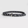 Star Studded Distressed Denim Belt - Black
