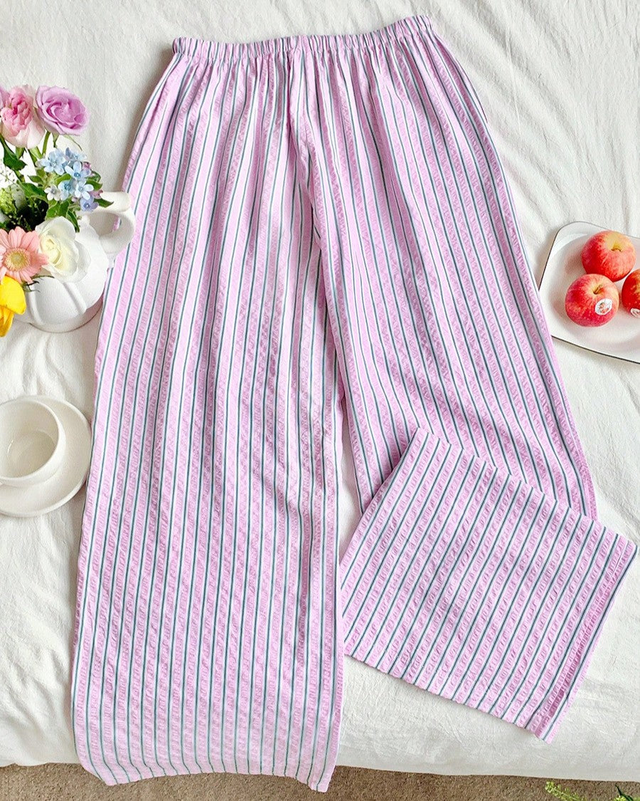 Striped Drawstring Waist Straight Leg Pants - Stripe