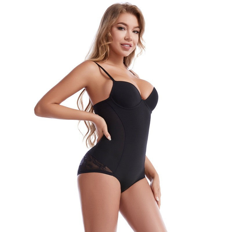 Underwire Push-Up Lace Trim Tummy Control Bodysuit
