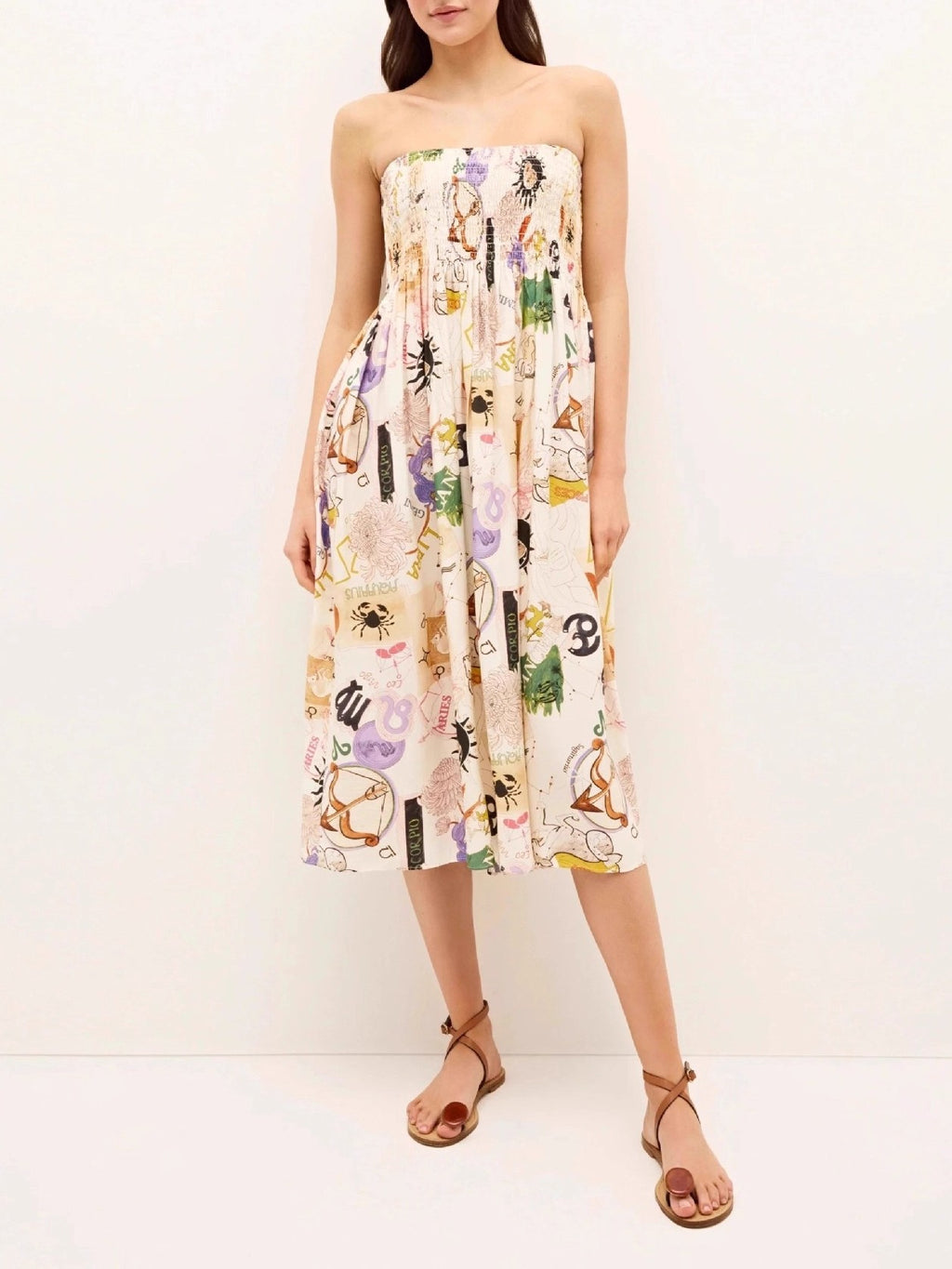 Illustrated Print Tiered Elastic Waist Skirt - Multi - 4