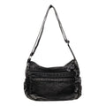 Washed Denim Multi-Zip Slouchy Shoulder Bag - Washed Black