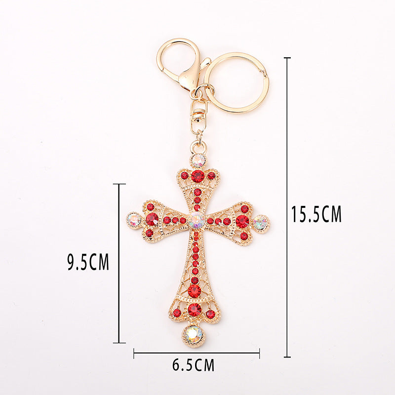 Rhinestone Cross Pendant Bag Keychain - view 1