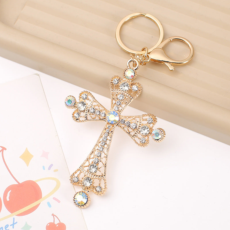 Rhinestone Cross Pendant Bag Keychain - view 3