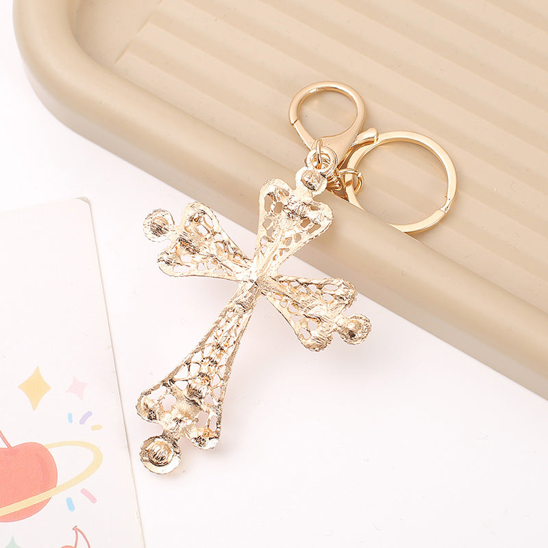 Rhinestone Cross Pendant Bag Keychain - view 4