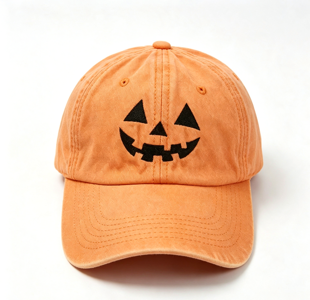 Jack-O-Lantern Embroidered Baseball Cap - LOrange